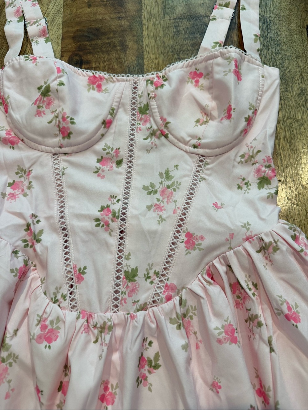 Floral Corset Midi Dress Flowy Slit Sundress with Pockets Size XS NWT - Picture 4 of 15